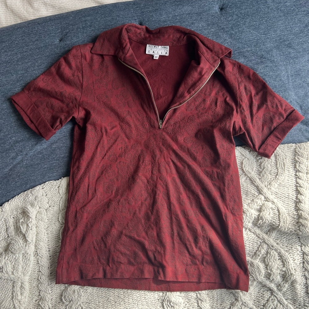 Vintage - Helmut Lang brick red and gray details - Half-Zip Polo Shirt